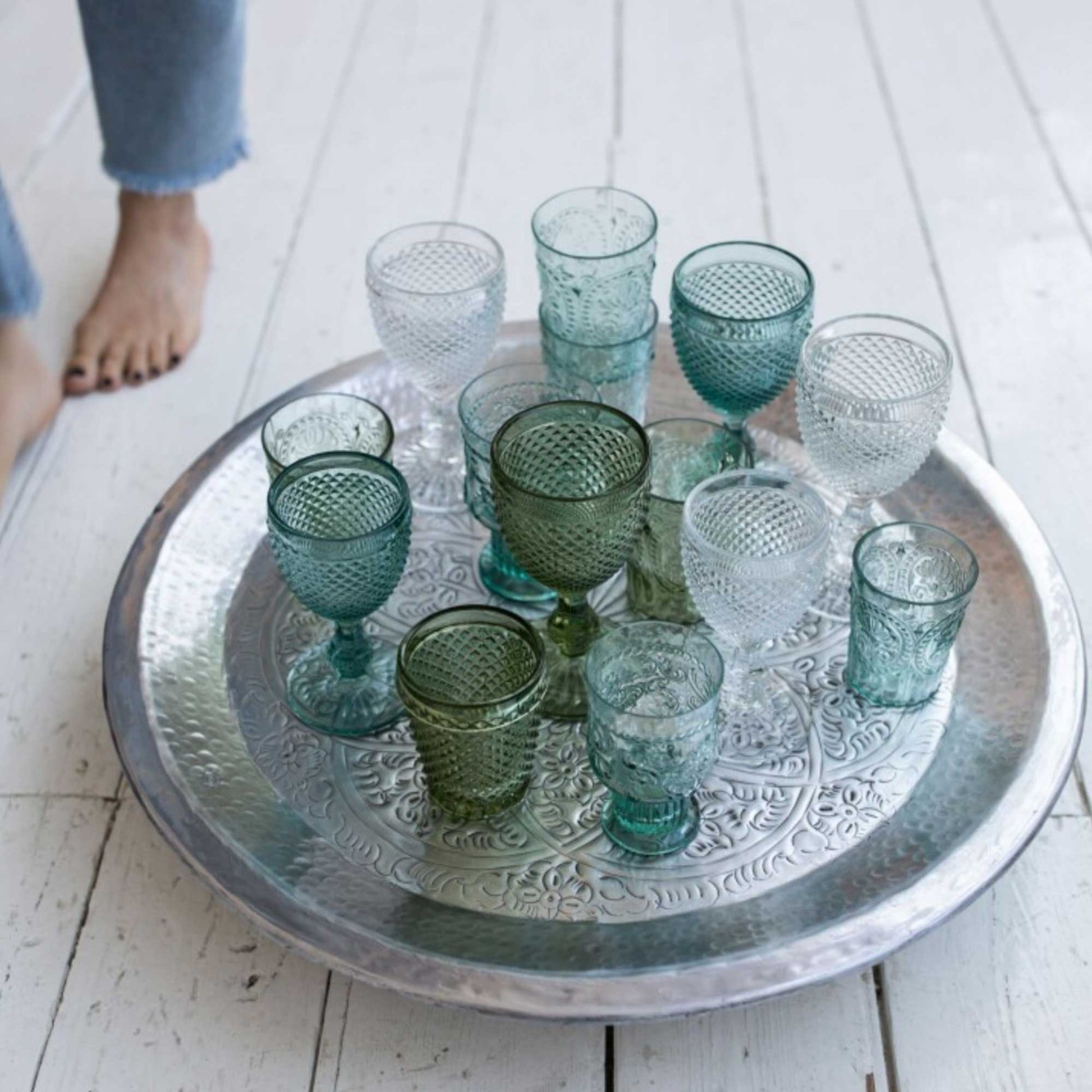 Van Verre Tablett Silber Rund Flower Tray VanVerre kaufen Soulbirdee