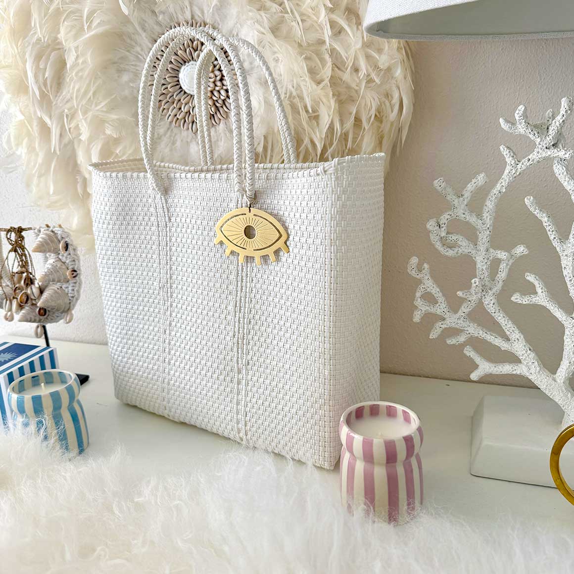 Tasche Henkeltasche Shopper Einkaufstasche Boho Weiss Soolbirdee Onlineshop