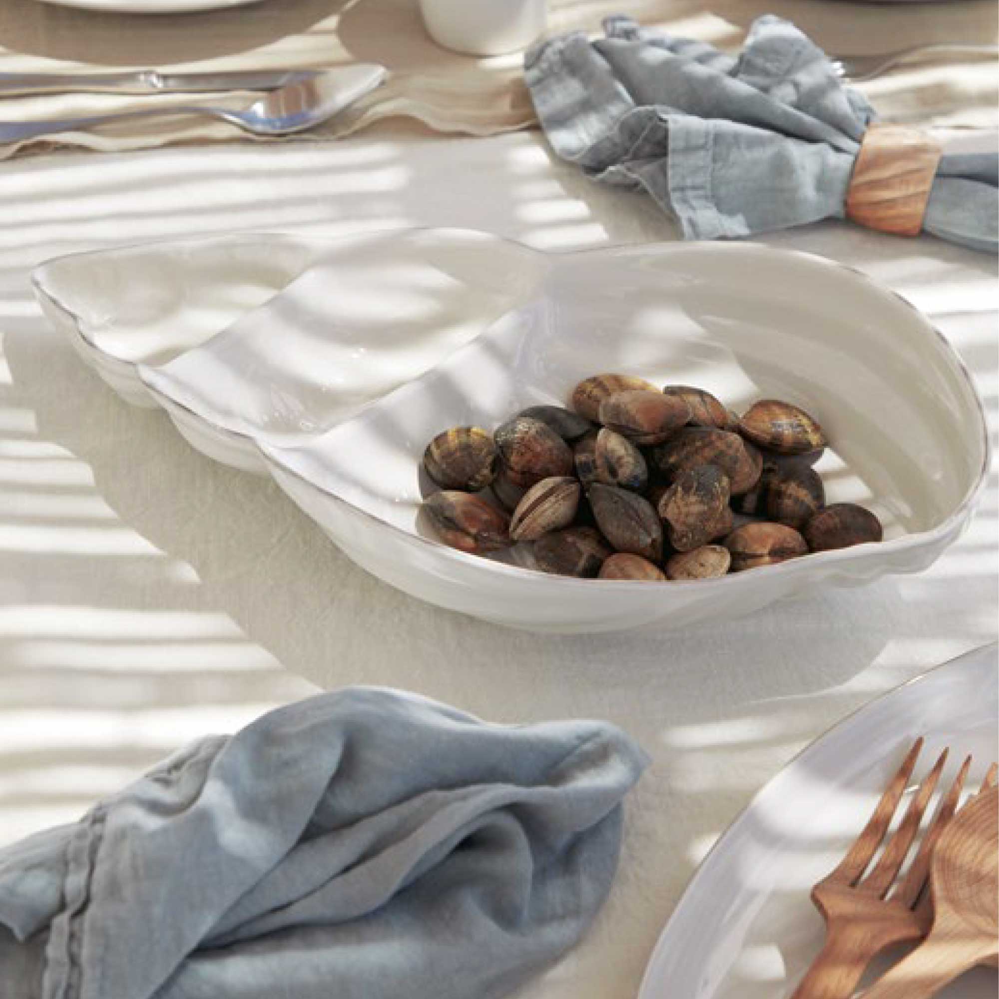 Weiße Muschel Schale Teller Geschirr Snackschale Schüssel Geschirr Porzellan MRD402 ♥ Entdecke Boho Geschirr im Soulbirdee Onlineshop ♥ Tischdeko, Weiße Muschel esstischdeko Schale Snackschale Schüssel Geschirr Porzellan MRD402 Geschirr mediterran maritim Soulbirdee
