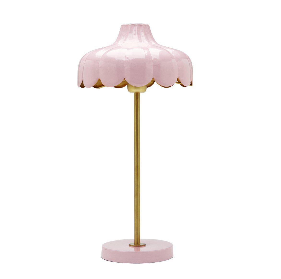 Rosa Tischlampe Puderzucker | Vintage Blütenlampe Kinderzimmer