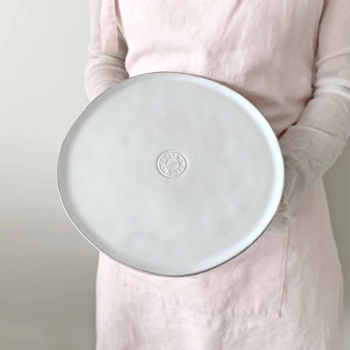 Tortenständer Weiss 26cm mit Logo und Fuß, spülmaschinenfest Costa Nova Portugal Platte für Kuchen