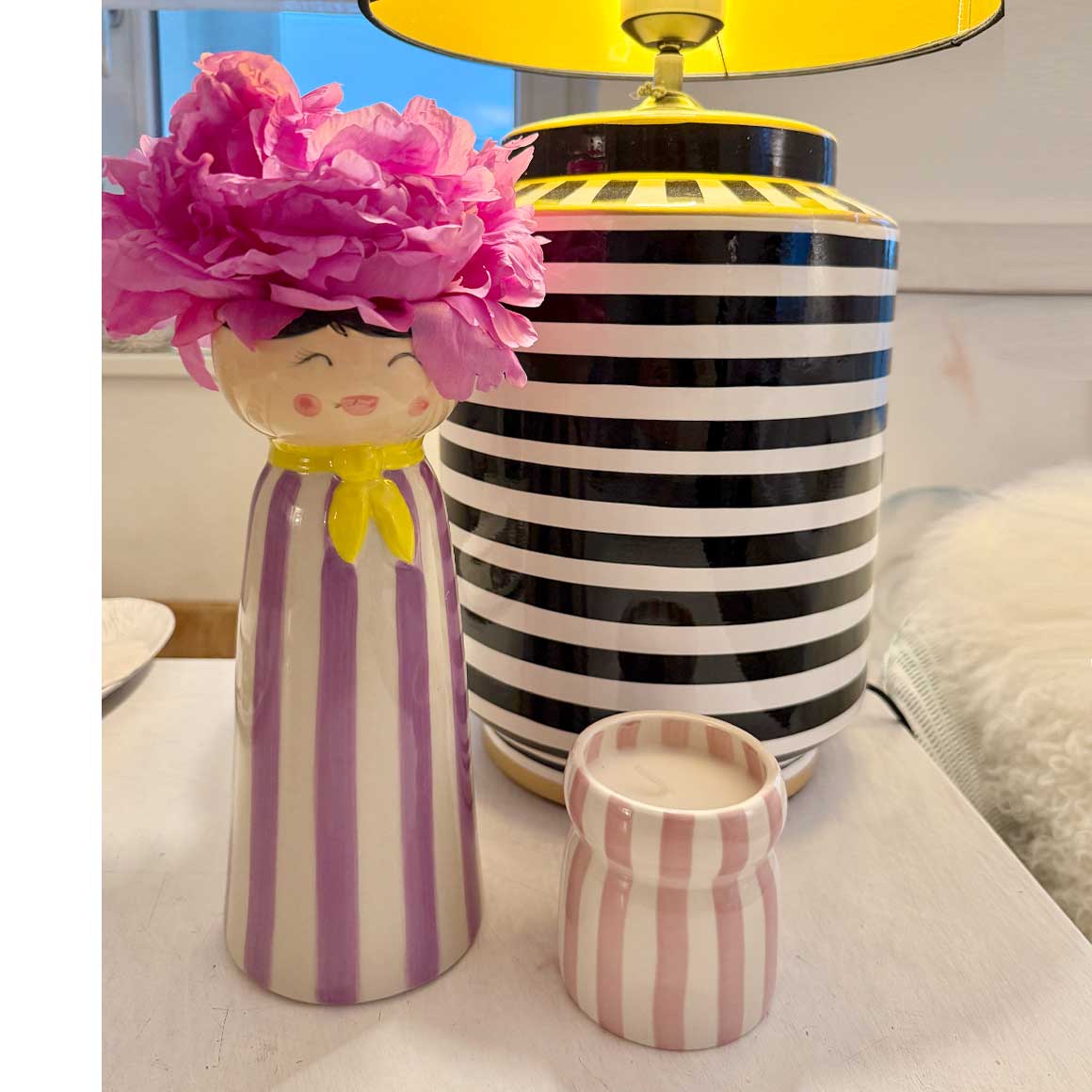 Vase Figur gesicht pastell modern streifen blumenvase blumen deko tischdeko Soulbirdee Onlineshop