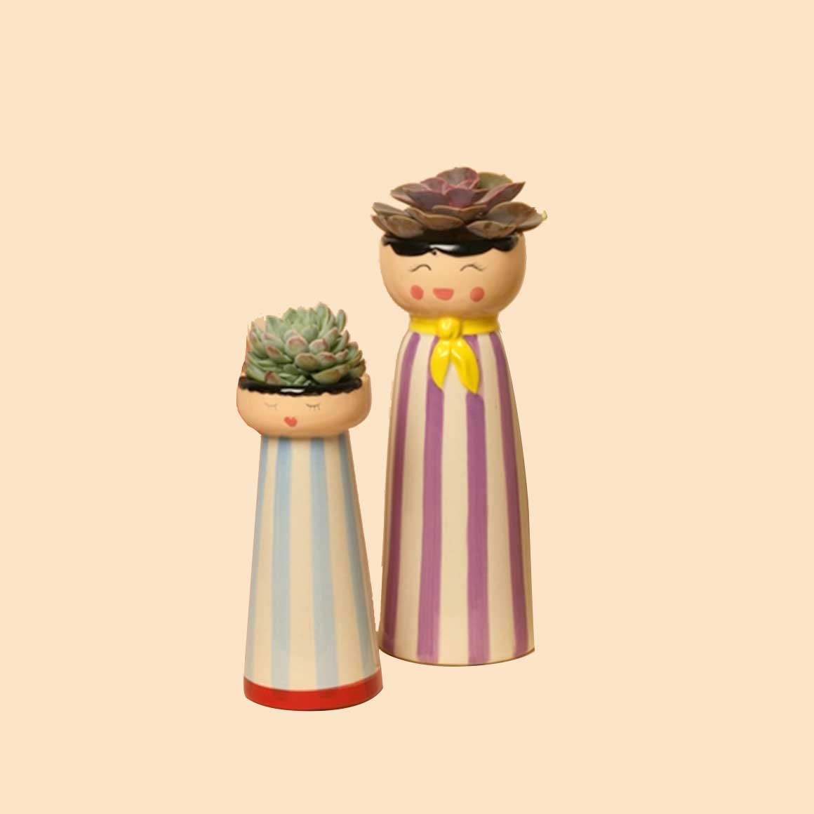 Vase Sukkulenten Blumen Geschenk für Frauen Bunte Vase mit einem lächelnden Gesicht Geschenkidee Frühlingsdeko Wohnzimmerdeko Soulbirdee Onlineshop