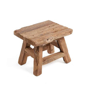 Niedriger Vintage Holzhocker YOKE S aus recyceltem Teakholz