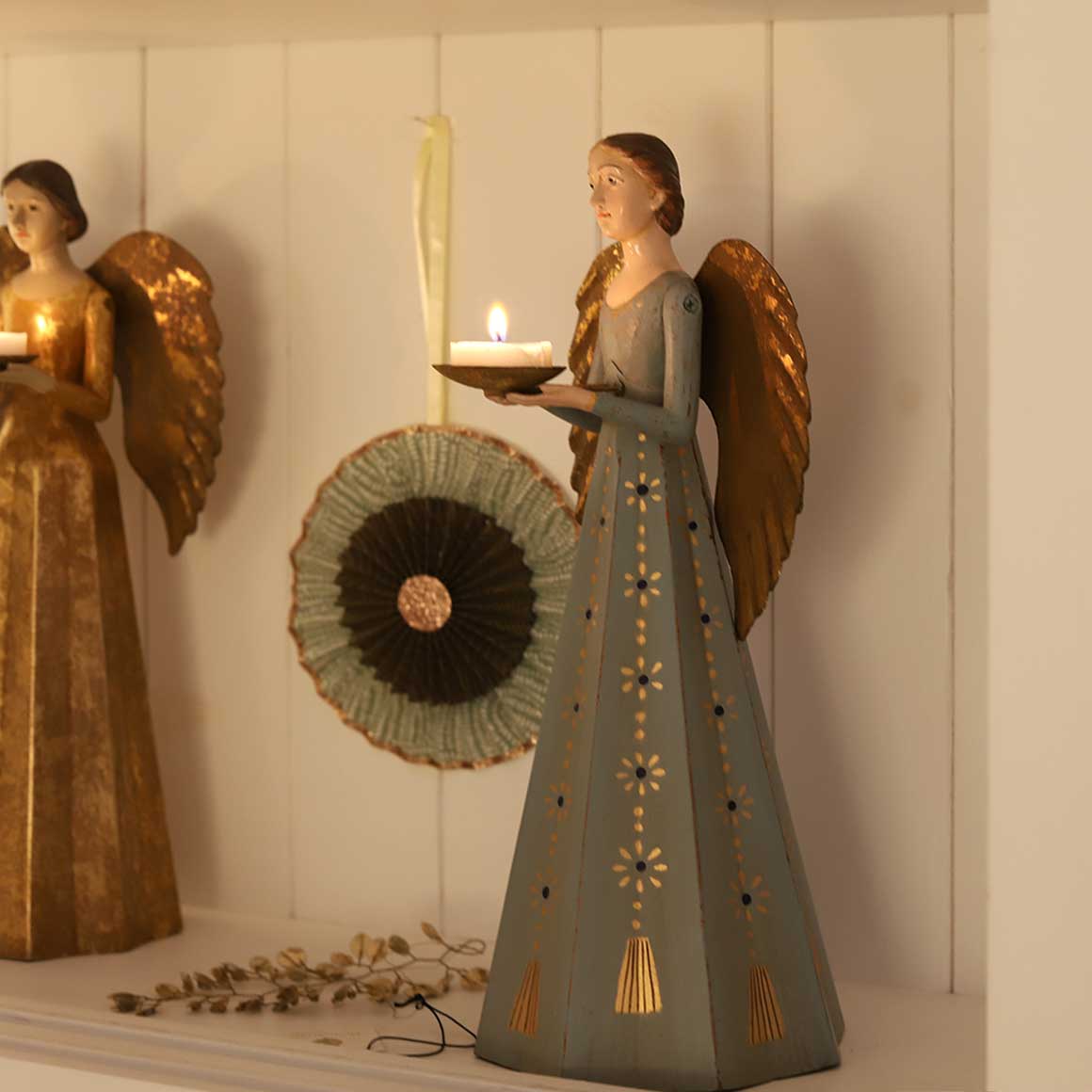 Vintage Deko Kerzenständer Nostalgie Dekofigur Engel Weihnachtsengel Kerzenhalter Engelsfigur Soulbirdee Onlineshop