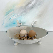 Vintage Deko Schale weiss antikweiss shabby landhaus soulbirdee onlineshop
