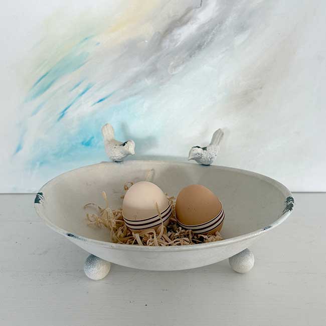 Vintage Deko Schale weiss antikweiss shabby landhaus soulbirdee onlineshop