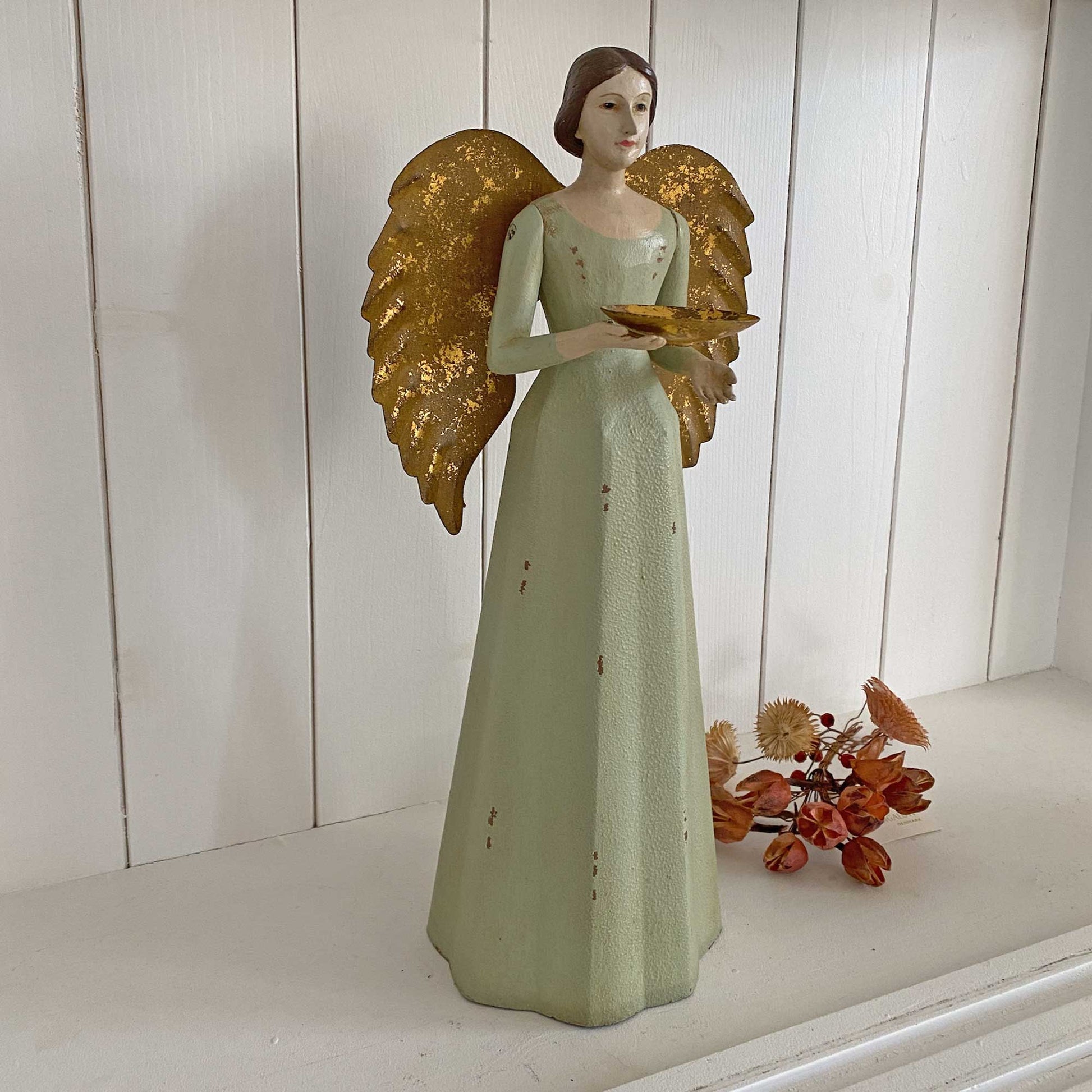 Weihnachtsengel Holz engel modern grün pastellgrün landhausgrün Vintage nostalgie nostalgisch soulbirdee weihnachtsdeko online shop kerzendeko advent