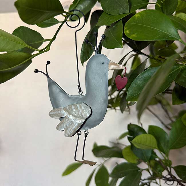 Vogel grau dekoanhänger osterdeko dekoration hängend baden landhaus soulbirdee onlineshop