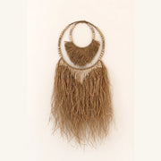 Handgefertigte Boho Wanddeko aus Bali in Naturmaterial mit Holz-Perlen
