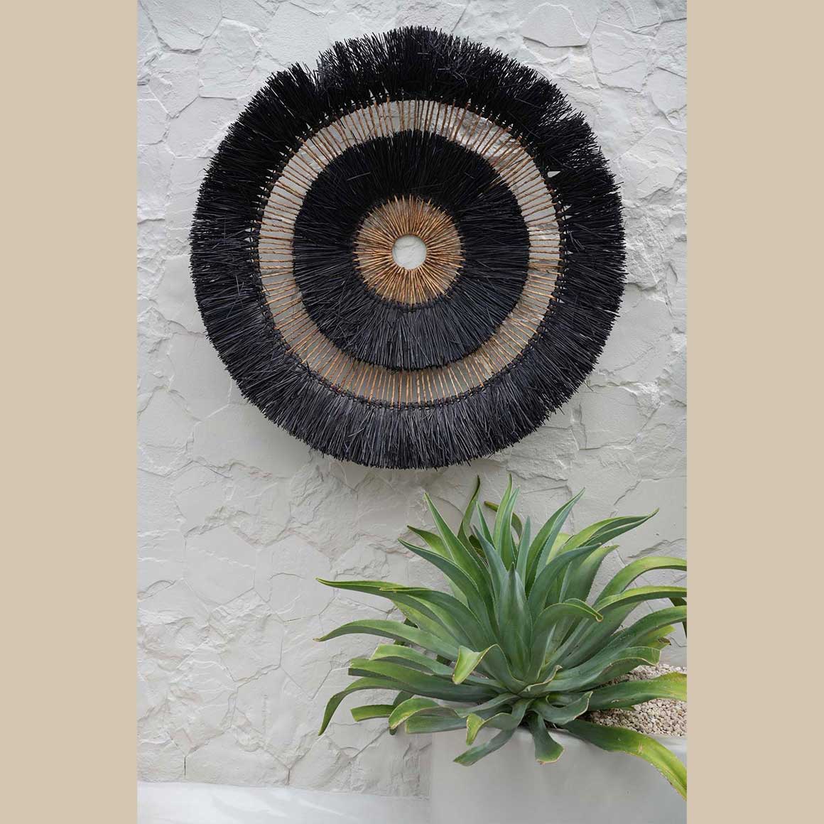 Wanddeko boho style deko rund handgemacht wand dekoration groß schwarz bali boho soulbirdee onlineshop