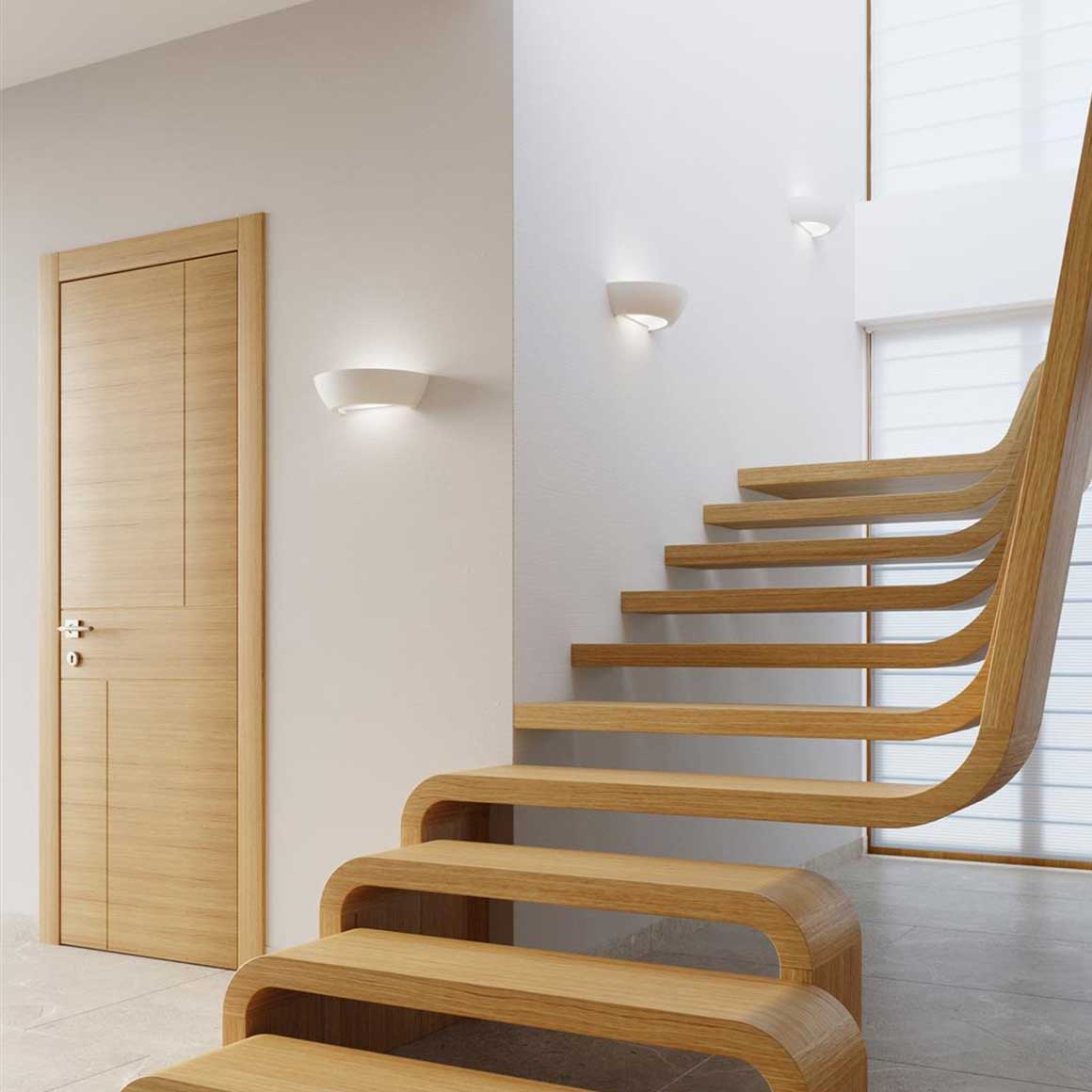 Wandlampe Flur Hausgang Gang Treppenhaus Modern weiß organisch feminin hell Runde Wandleuchte für Innen weiße Wandlampe Flur Lampe aus Keramik in Polen hergestellt, TOP Qualität Soulbirdee Lampenshop