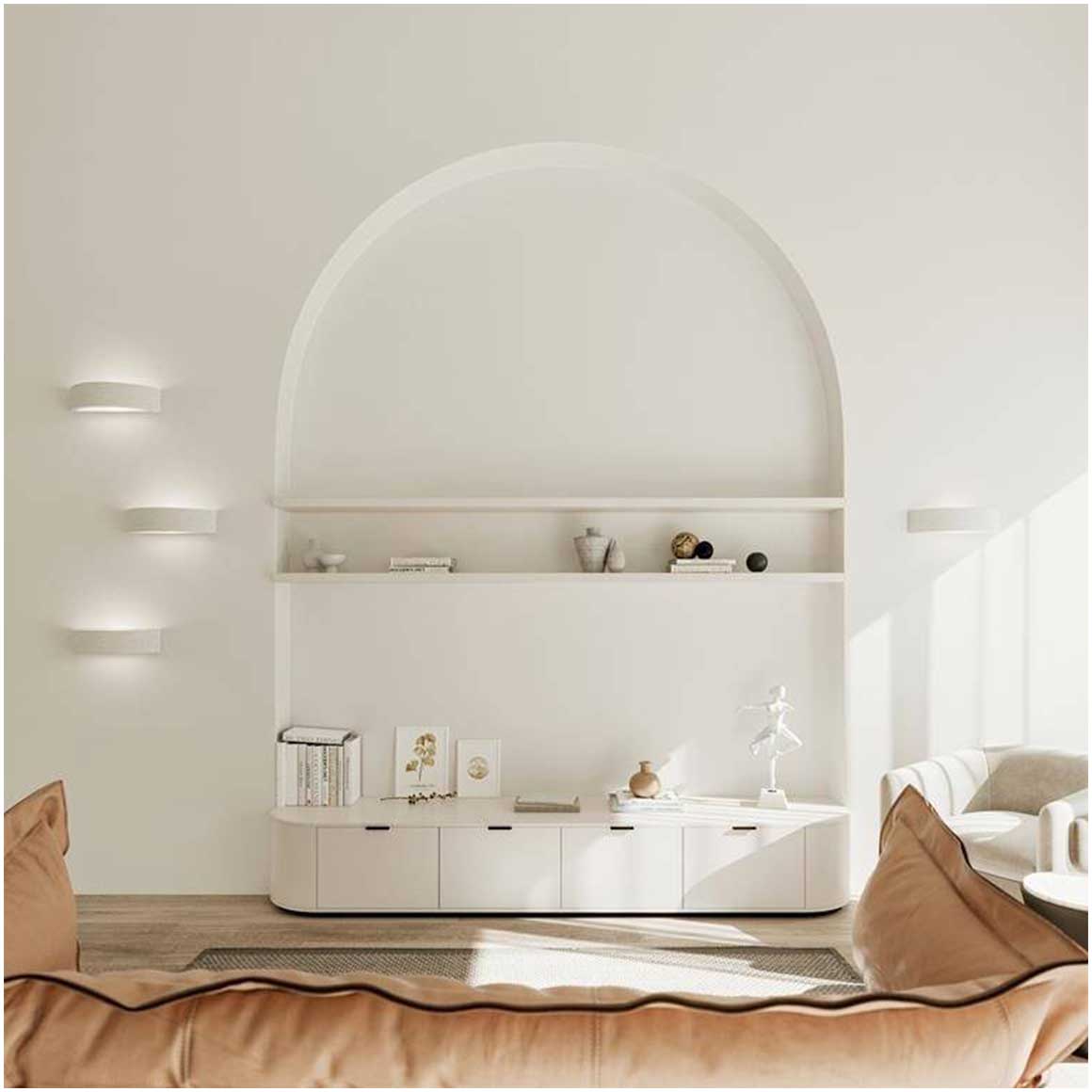 Wohnzimmer Wandlampe rund lichtstreuung nach oben und unten wandleuchte weiss keramik rund halbrund porzellan modern soulbirdee lampenshop sollux