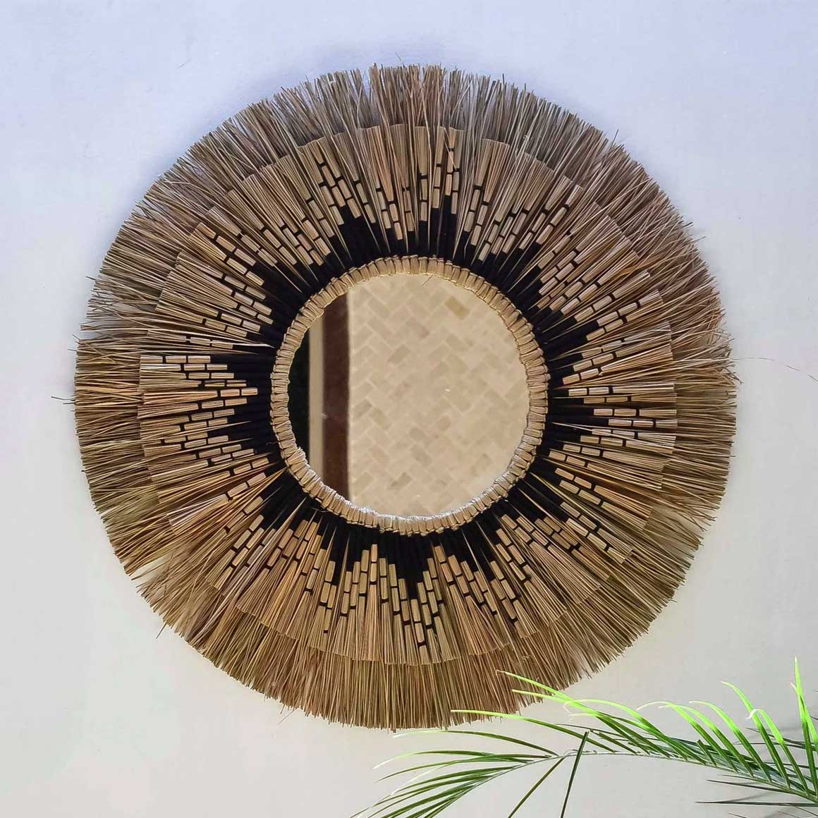 Wandspiegel Havana Ibiza Style Spiegel als Wandspiegel und Boho Wanddeko Spiegel kaufen Marokko Deko in Natur & Schwarz | Soulbirdee Onlineshop