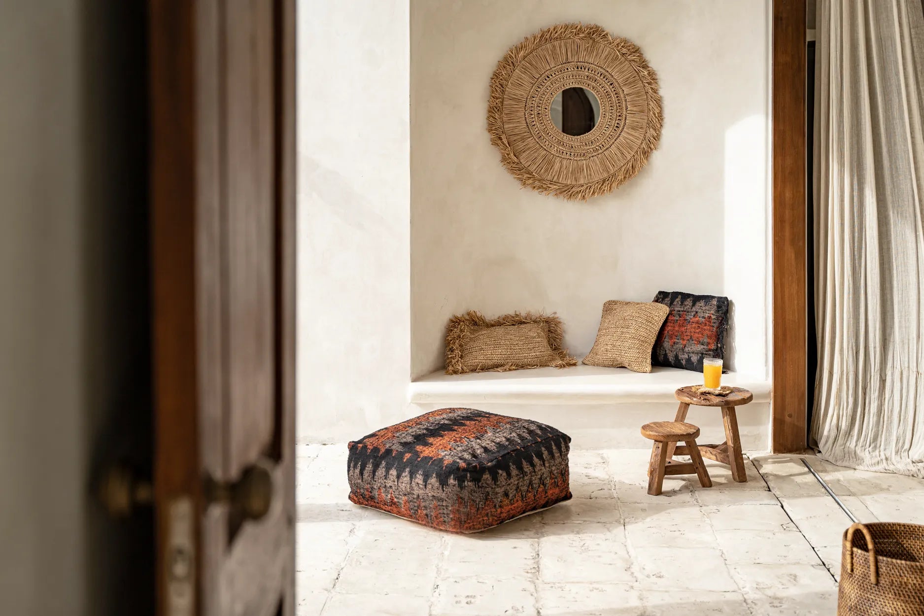 Wandspiegel rund Wohnzimmer Spiegel Boho Spiegel Boho Style Wandspiegel Coastal Style Wanddeko Bazar Bizar Spiegel kaufen Soulbirdee Onlineshop