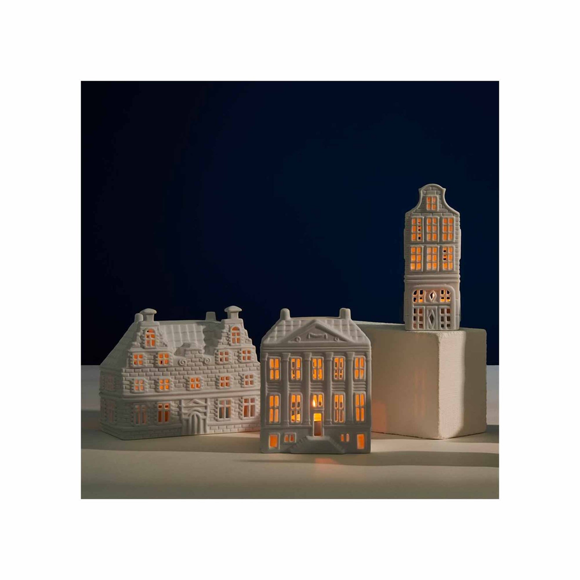 Lichthaus Deko für Teelichter, Lichthaus von Klevering Amsterdam Haus aus Porzellan | Teelichthaus kaufen | Soulbirdee Onlineshop Grachtenhaus