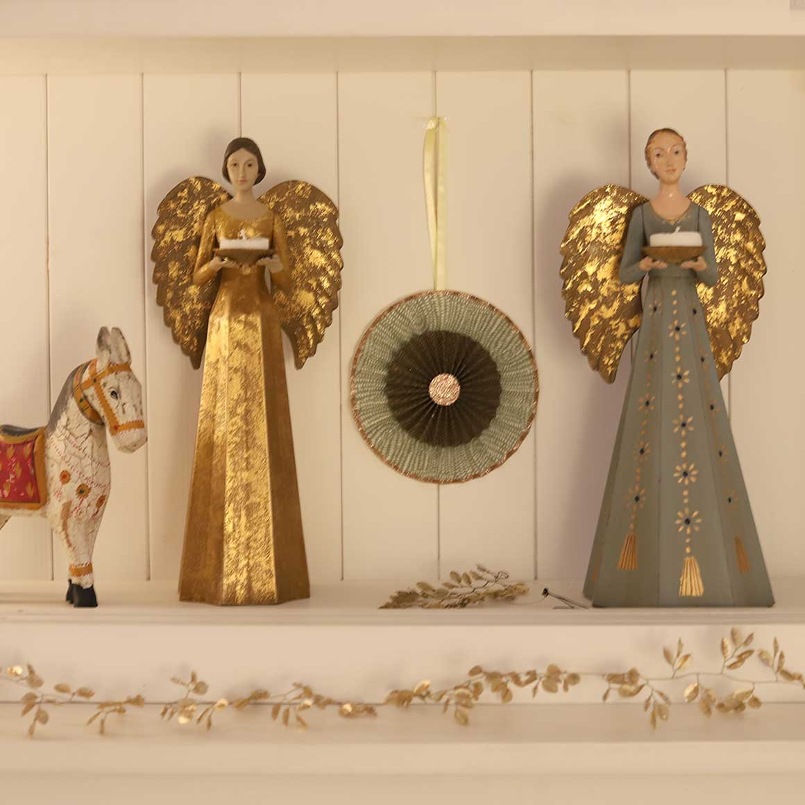 Weihnachtsdeko Vintage Style Deko Kerzenständer Nostalgie Dekofigur Engel Weihnachtsengel Kerzenhalter Engelsfigur Soulbirdee Onlineshop