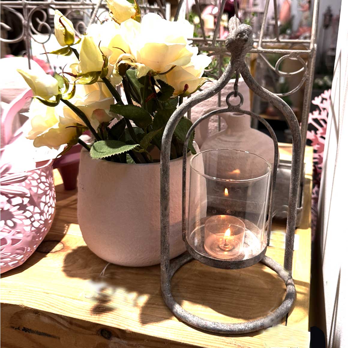 Windlicht kerzendeko Vogel Shabby Landhaus Vintage Soulbirdee Onlineshop