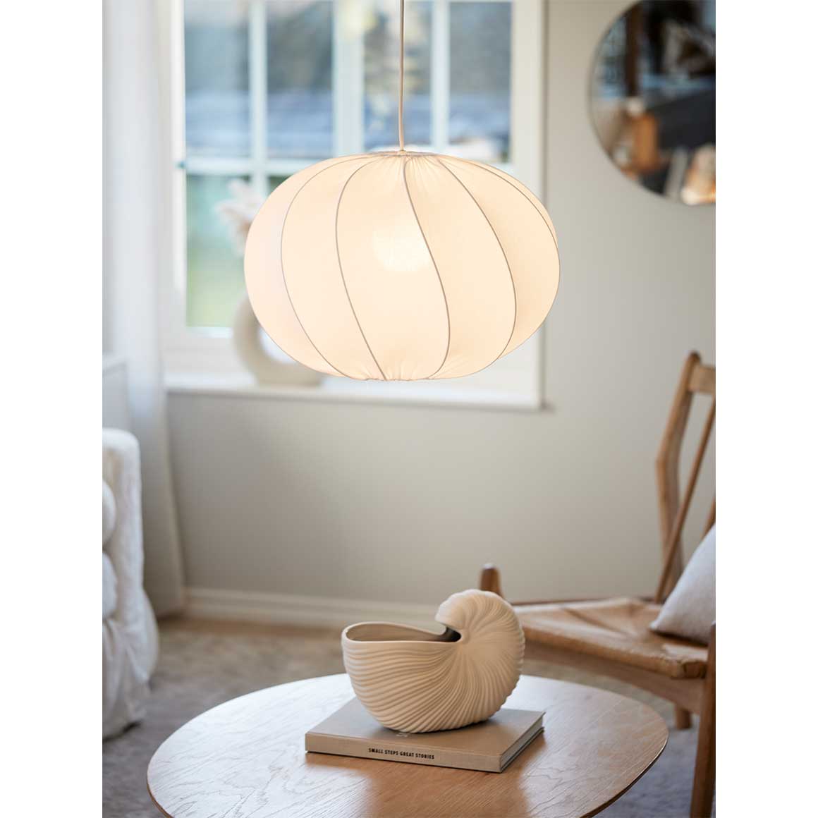 Wohnzimmerlampe hängend modern stoff weiss pendelleuchte soulbirdee onlineshop lampe