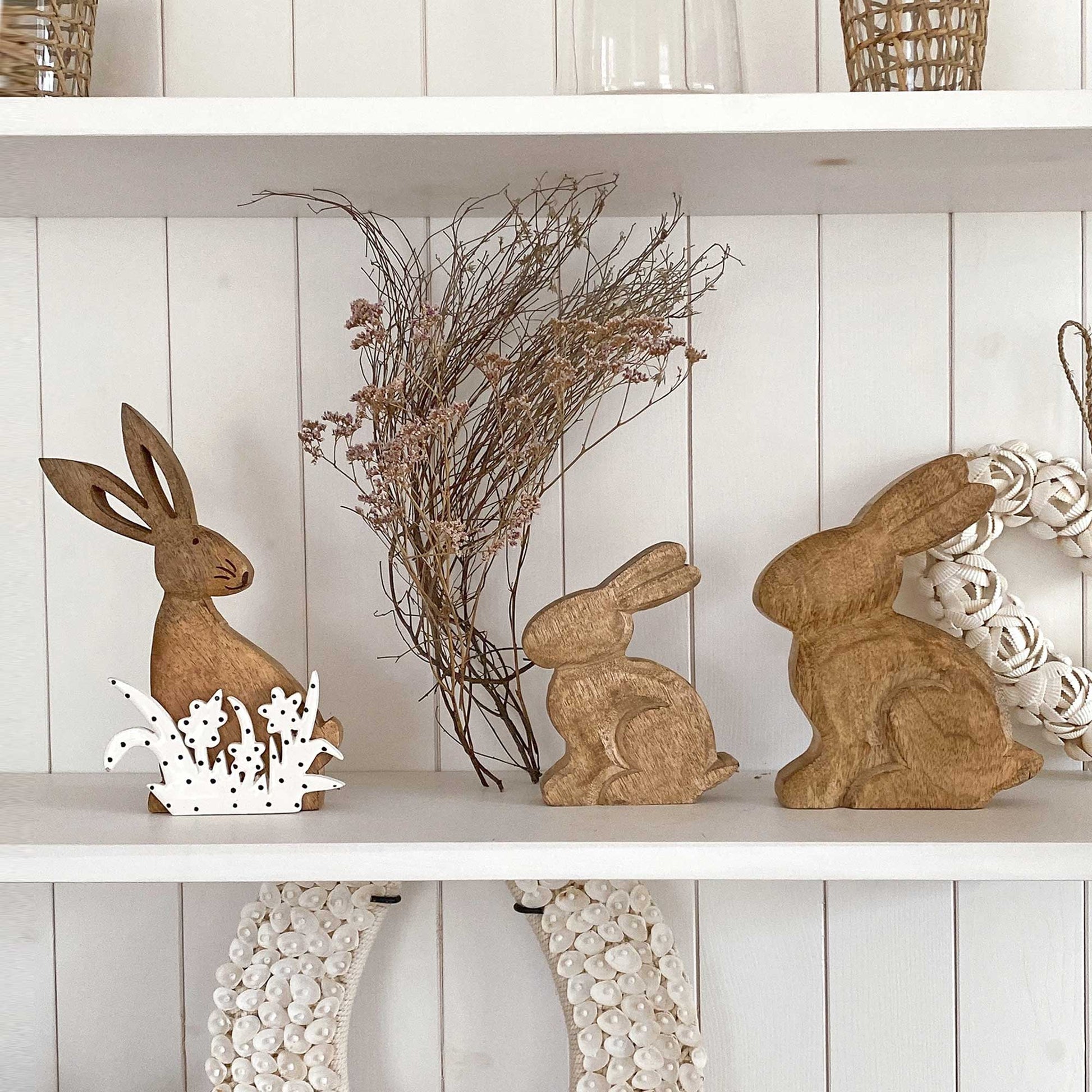 Hasen Holzhasen Mango Holz Deko Frühling Osterdeko Deko aus Holz Mangoholz natürliche Deko Soulbirdee Onlineshop