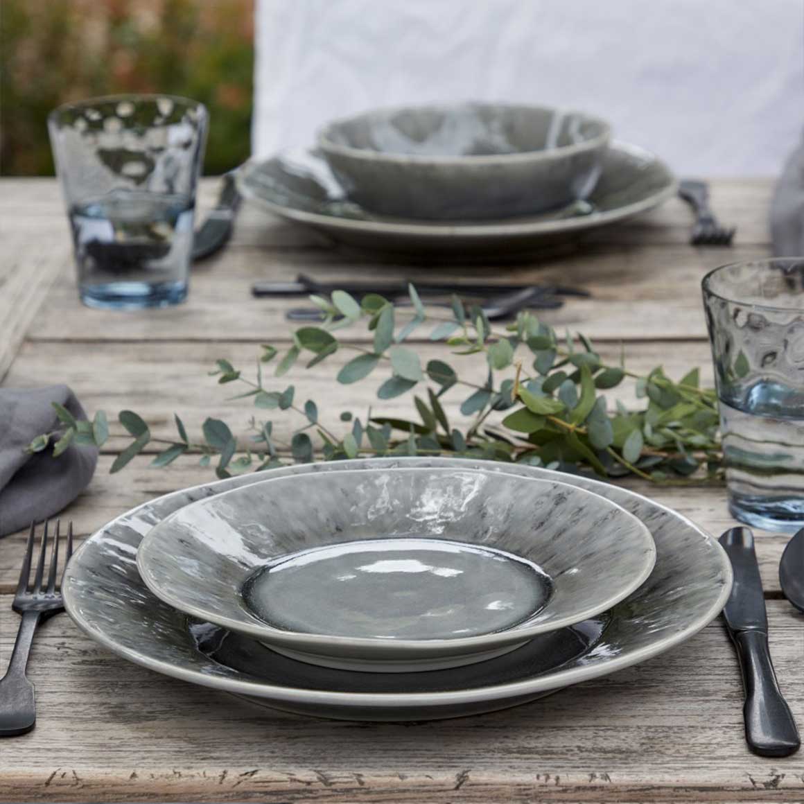 Graues Geschirr T Kuchenteller Salatteller 21 Teller mediterran Ibiza Style Portugal Beste Qualität aus FeinSteinzeug verlauf Soulbirdee Onlineshop