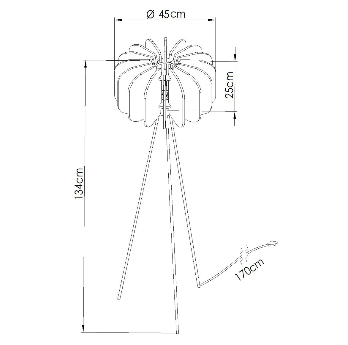 Abmessungen Stehlampe MULA