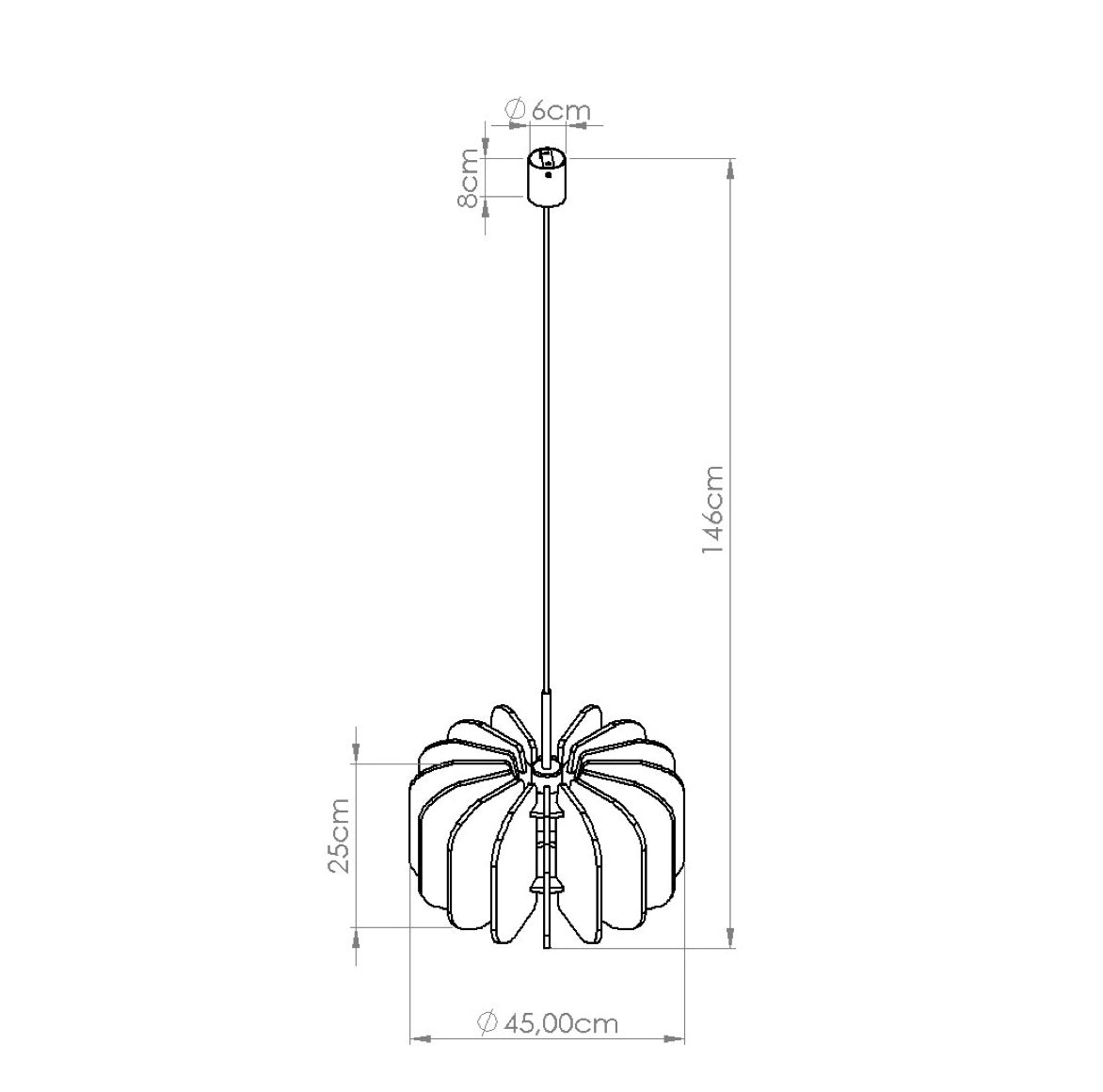 Abmessungen Pendelleuchte Beige MULA 45