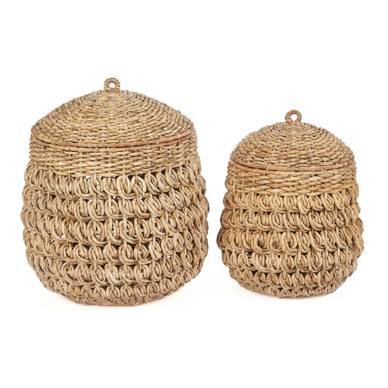 geflochtener Korb Wave Boho Style handgemacht aus Bananenblättern perfekt für Ordnung und Stil im Wohnzimmer, Schlafzimmer oder Badezimmer Soulbirdee Shop