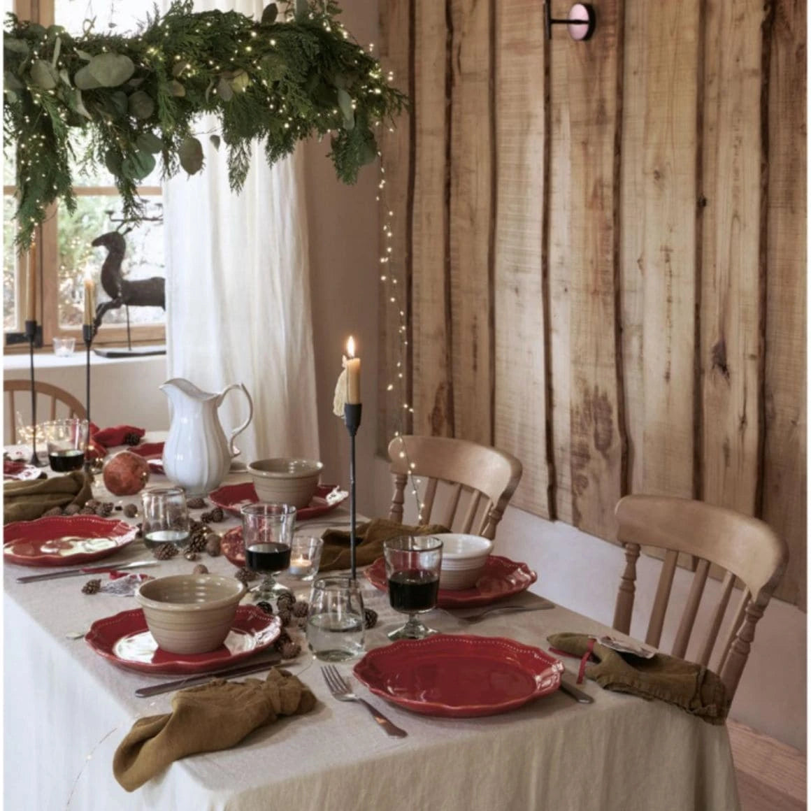 Rote Teller im Cottage Stil nostalgisch als Weihnachtsgeschirr