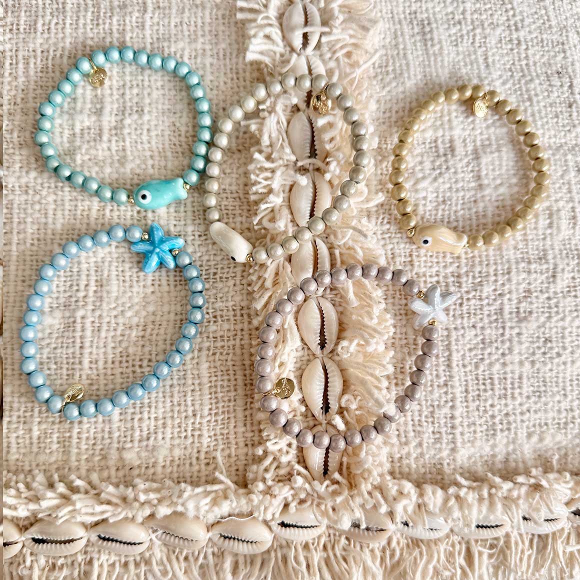 armband kollektion ibiza boho maritim armbänder seestern fische beige blau türkis soulbirdee onlineshop