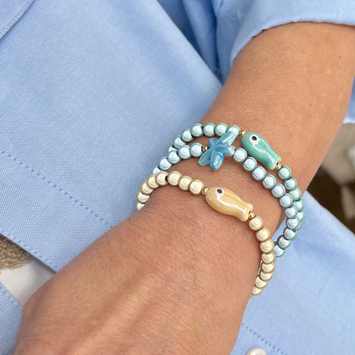 armbänder seestern fische beige blau türkis soulbirdee onlineshop
