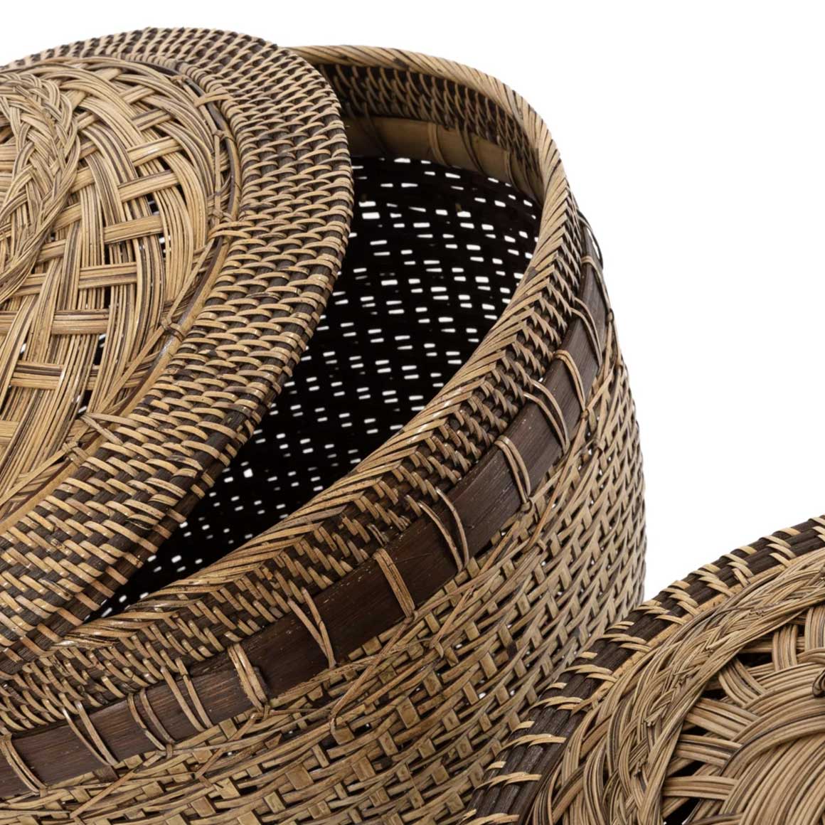 Detail Rattankorb Korb Vintage Stil Bali Korb für Wäsche Kolonial