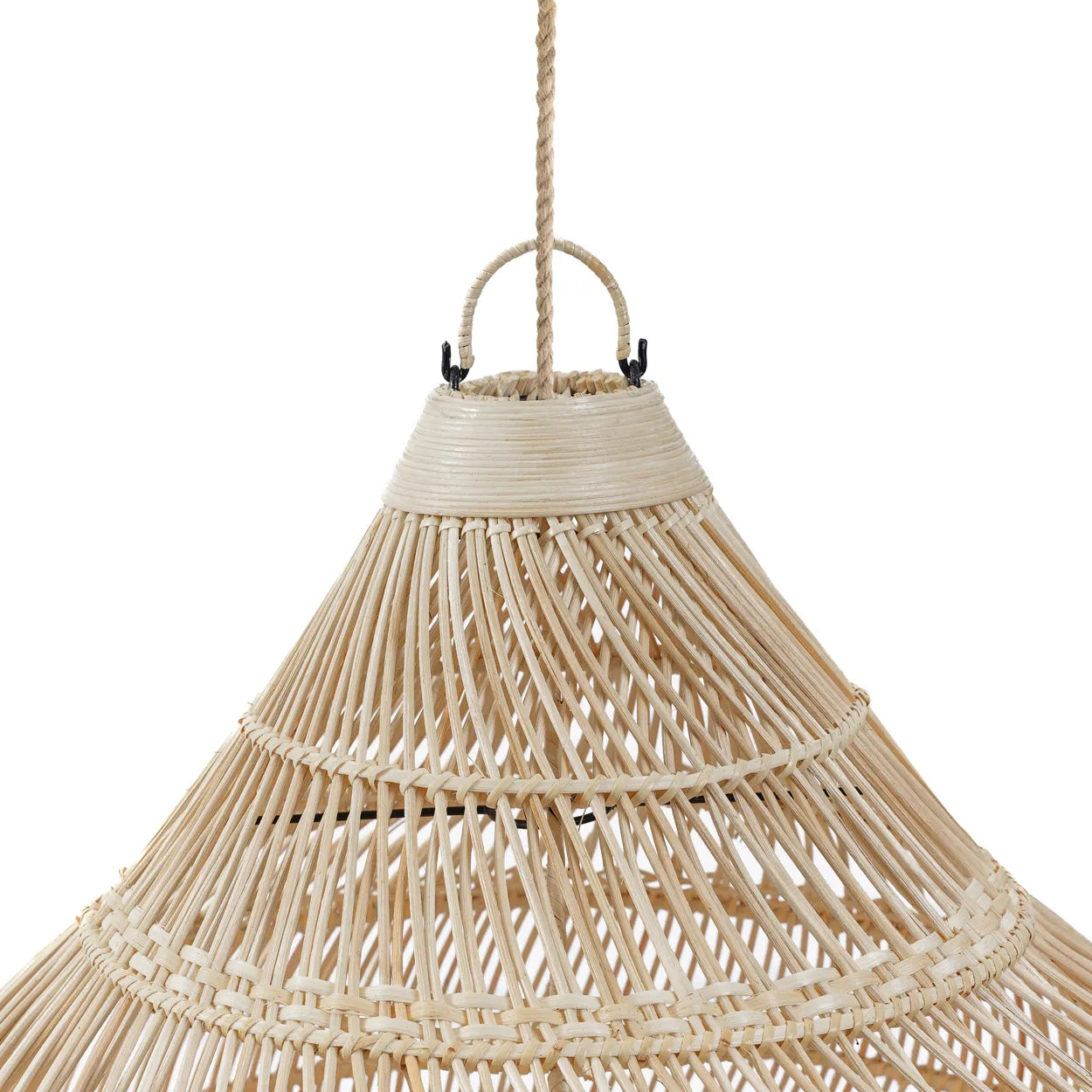 Detail Aufhängung Rattan Lampenschirm kaufen Bali geflochten Tropfen Drop