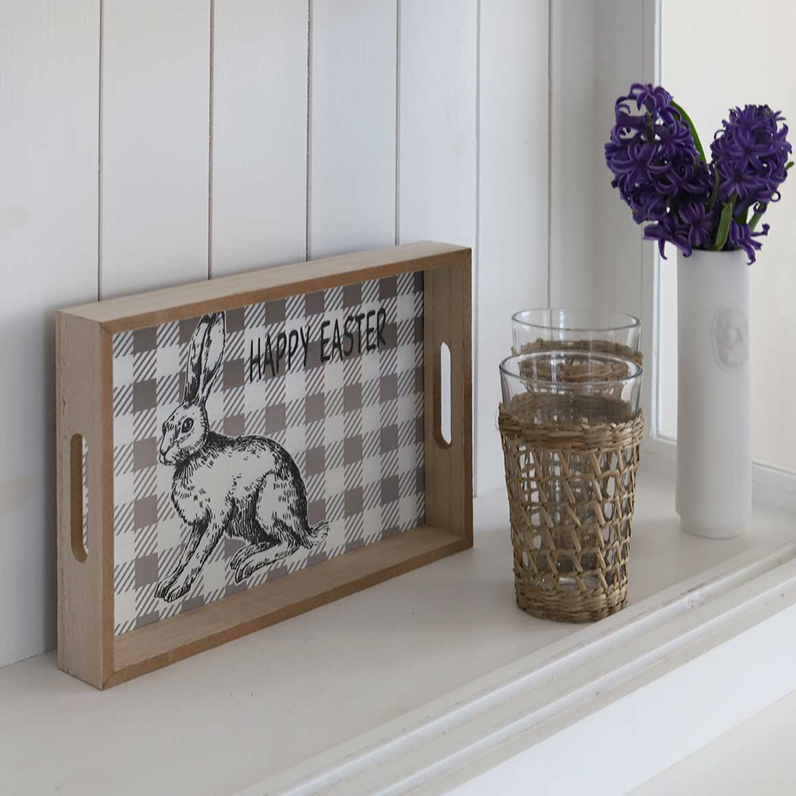 Tablett Serviertablett Osterdeko Holz GRAU Braun Hase Holztablett Serviertablett mit Griff Osterfrühstück servieren Osterdeko Idee Oster Dekoration Geschirr Oster Dekoration Soulbirdee Onlineshop