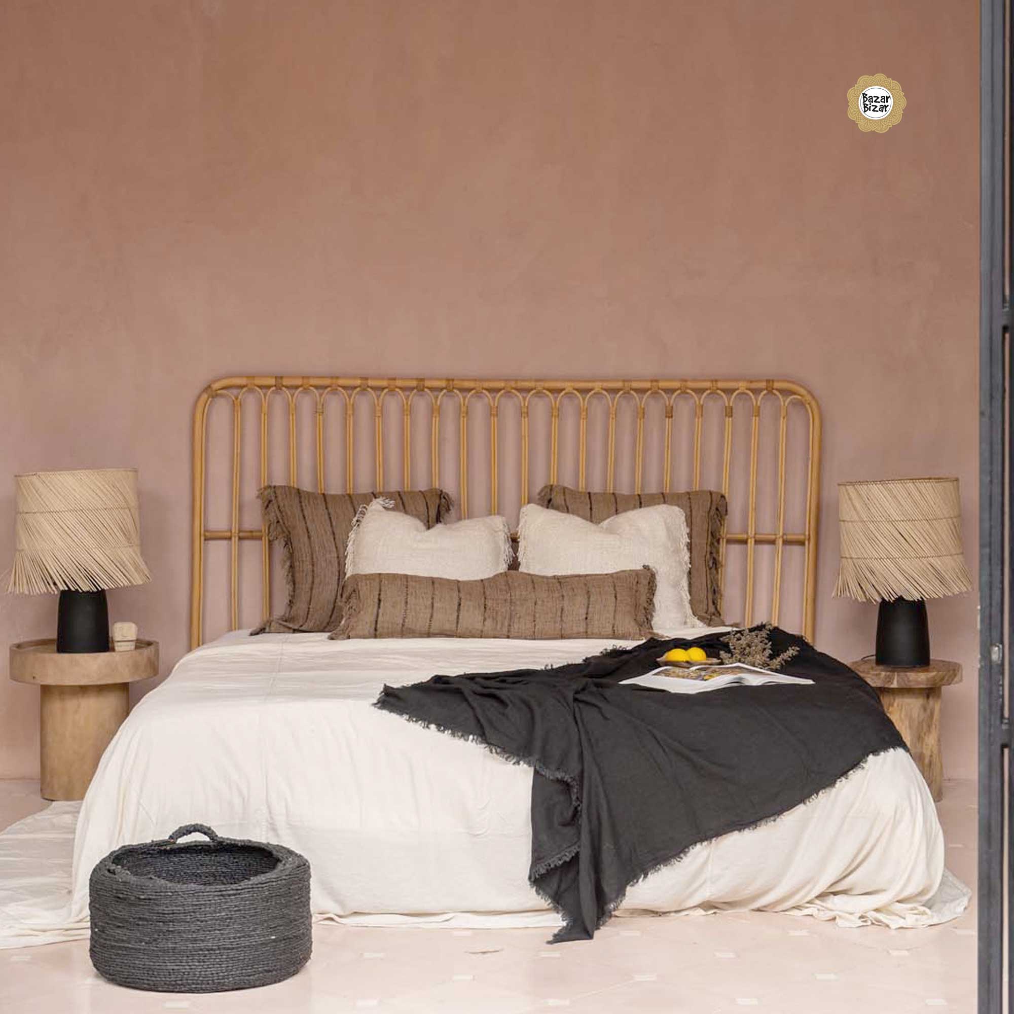 Kissen Ghee Beige Schwarz Bazar Bizar INIE001BeB-35x100 Baumwolle Fransen verschiedene Formen Soulbirdee Onlineshop