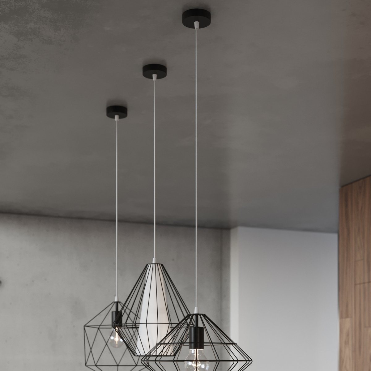 Deckenaufhängung Pendelleuchte Metall schwarz Diamant Prisma skandinavische Hängelampe Industrial style Polen europäisch Scandi nordisch Pendelleuchte kaufen Kabel transparent Soulbirdee Onlineshop Lampenshop
