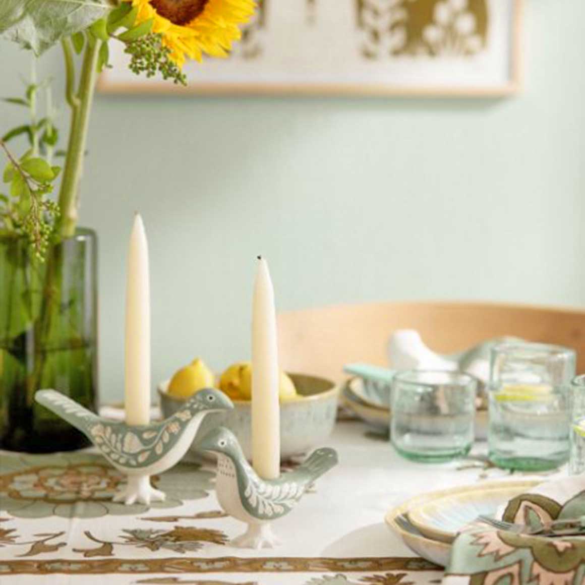 Vogel Kerzenständer Mama Baby Frühlingsdeko Salbeigrün | Osterdeko von Bungalow DK | Osterdeko für den Tisch | Deko im Frühling | Osterdeko 2024 | Soulbirdee Onlineshop