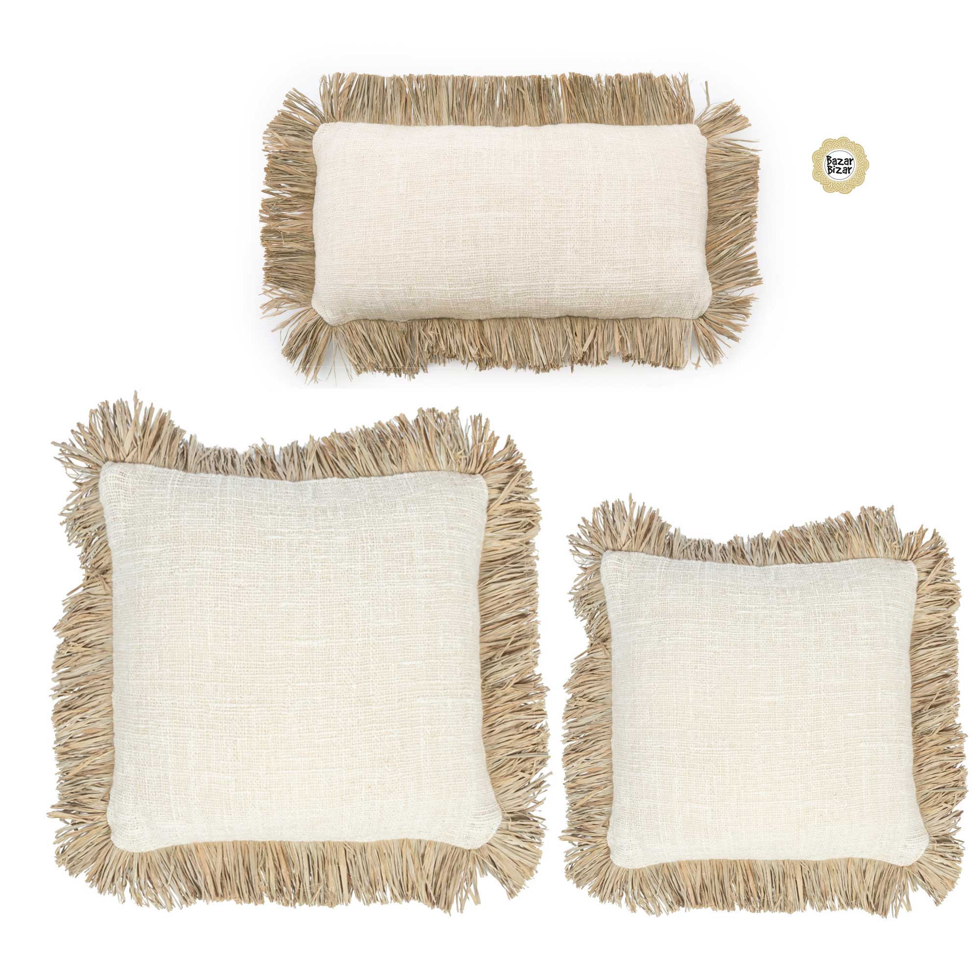 Boho Kissen mit Fransen | Bohemian Style Kissen mit Kissenfüllung | Boho Deko Kissen von Bazar Bizar im Soulbirdee Onlineshop