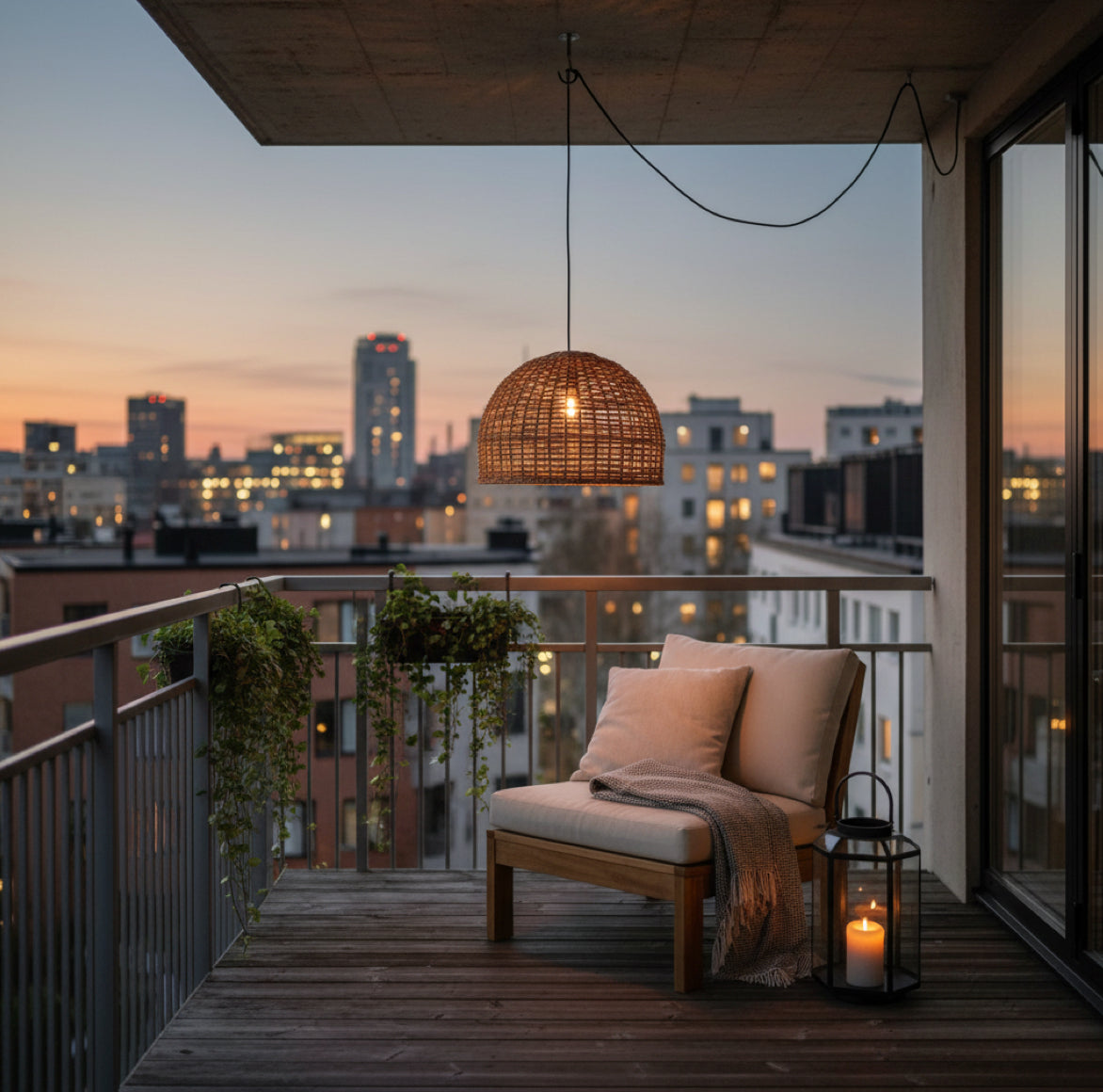 Balkon Hängelampe für kleiner Balkon und Terrasse mit Gemütlichkeit