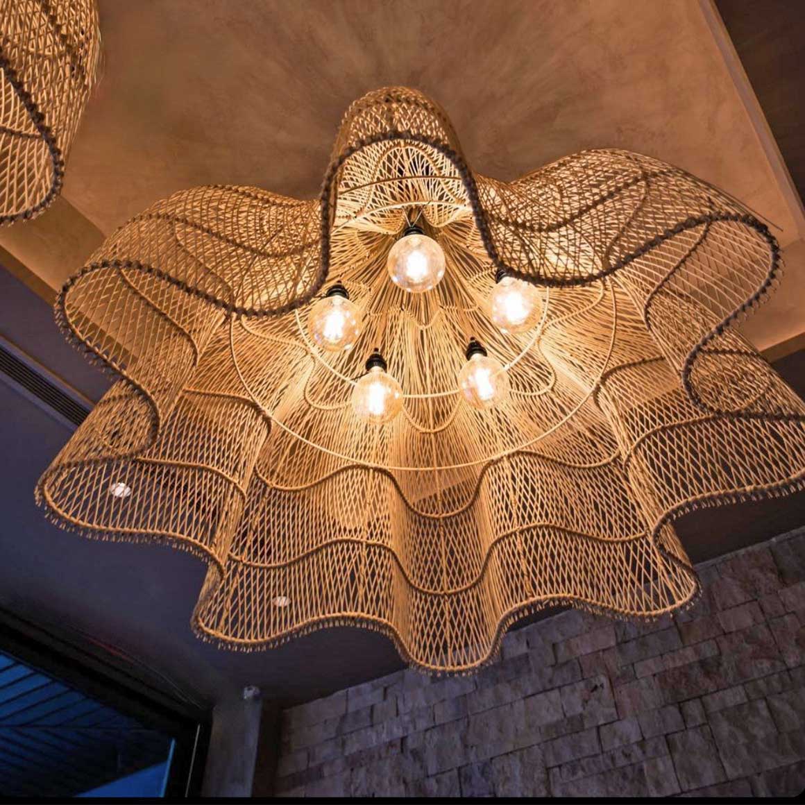 Rattanlampe Rattan Lampenschirm XXL Beachhouse 150cm Restaurant BAYU010N-XL-150 Gastro Lounge Bar Bazar bizar Soulbirdee shop