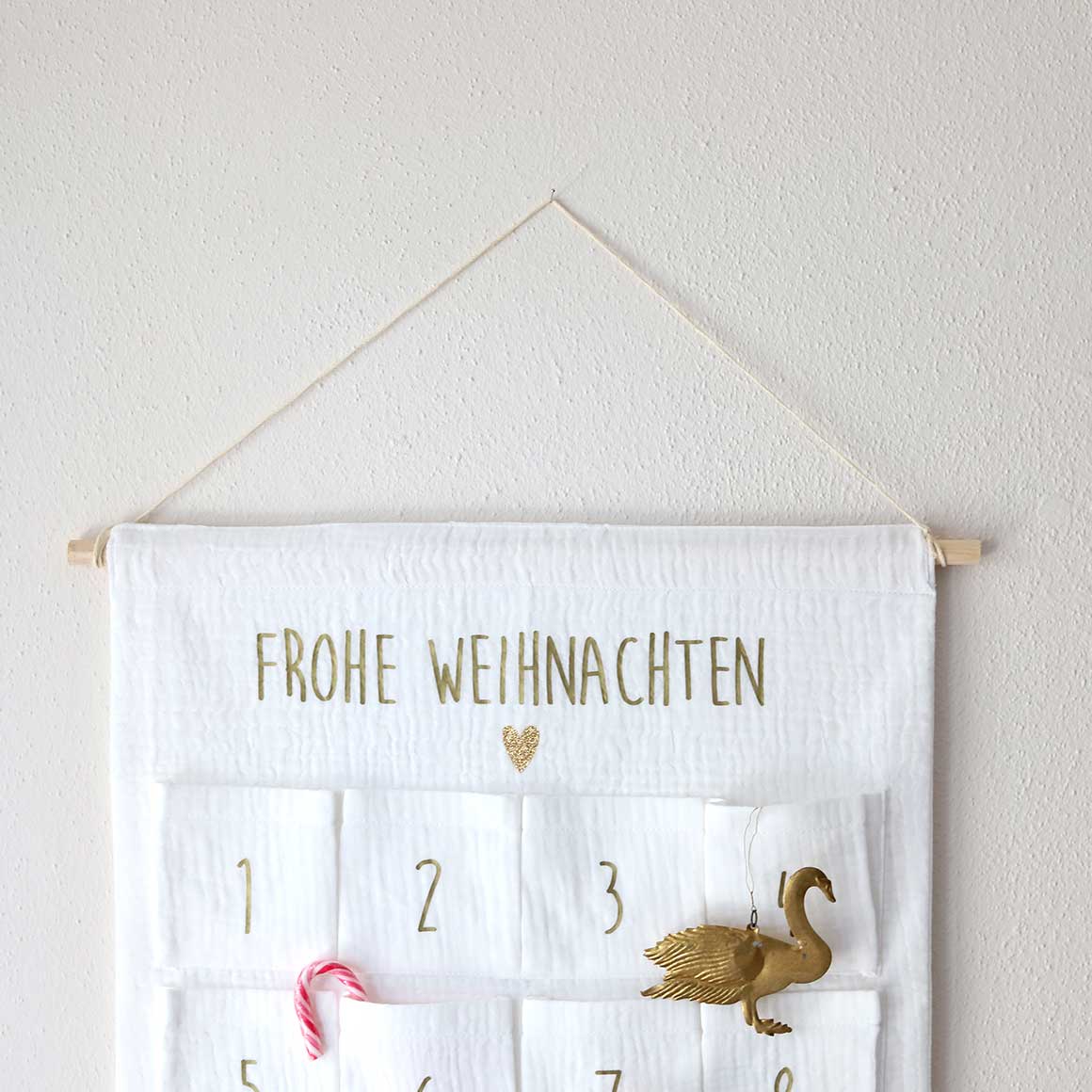 Adventskalender Frohe Weihnachten | Stoffkalender für die Adventzeit Geschenk für Baby & Kind | Weicher Adventskalender zum selbst befüllen | Soulbirdee Shop
