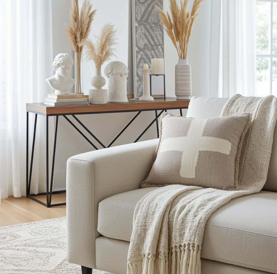 boho kissen hell beige sofakissen wohnzimmer beige grau quadratisch kreuz soulbirdee bazar bizar