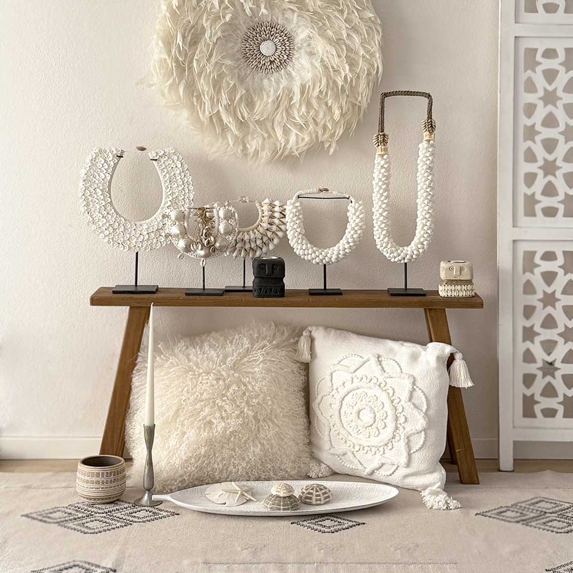 wohnaccessoire deko Muschel deko weiss papua muscheldeko boho deko wohnzimmer aufsteller soulbirdee onlineshop