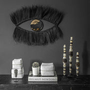 Boho Spiegel Wandspiegel schwarz Wimpern Wanddeko Gras Bazar Bizar marokkanischer Spiegel Auge Form dekoriert Wand 100cm Soulbirdee Onlineshop Boho Style Wanddeko | Große Spiegel 100cm |