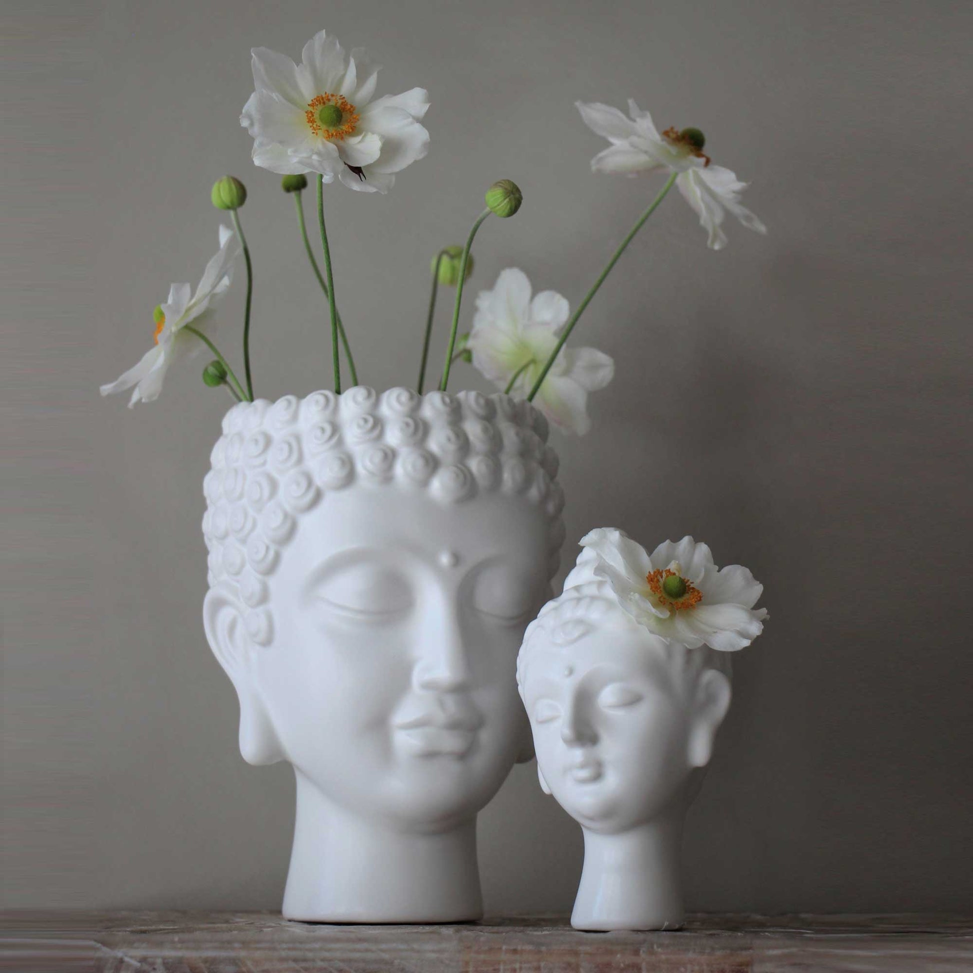 Buddha Kopf Vase aus weißem Porzellan Gesicht Geschenk Wohnzimmer Deko Freundin Geschenkidee Dekoration Soulbirdee Onlineshop