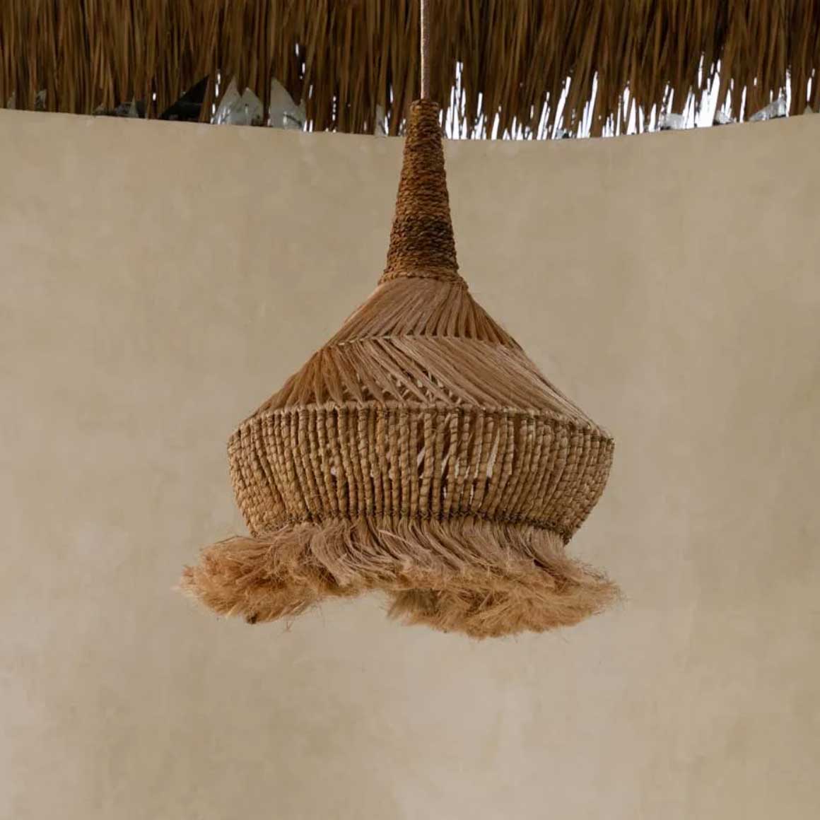 Boho Lampenschirm Hippie Style Fransen Lampe Boho Style Lampenschirm für eine Hängelampe Bazar Bizar Lampen im Soulbirdee Lampenshop Onlineshop