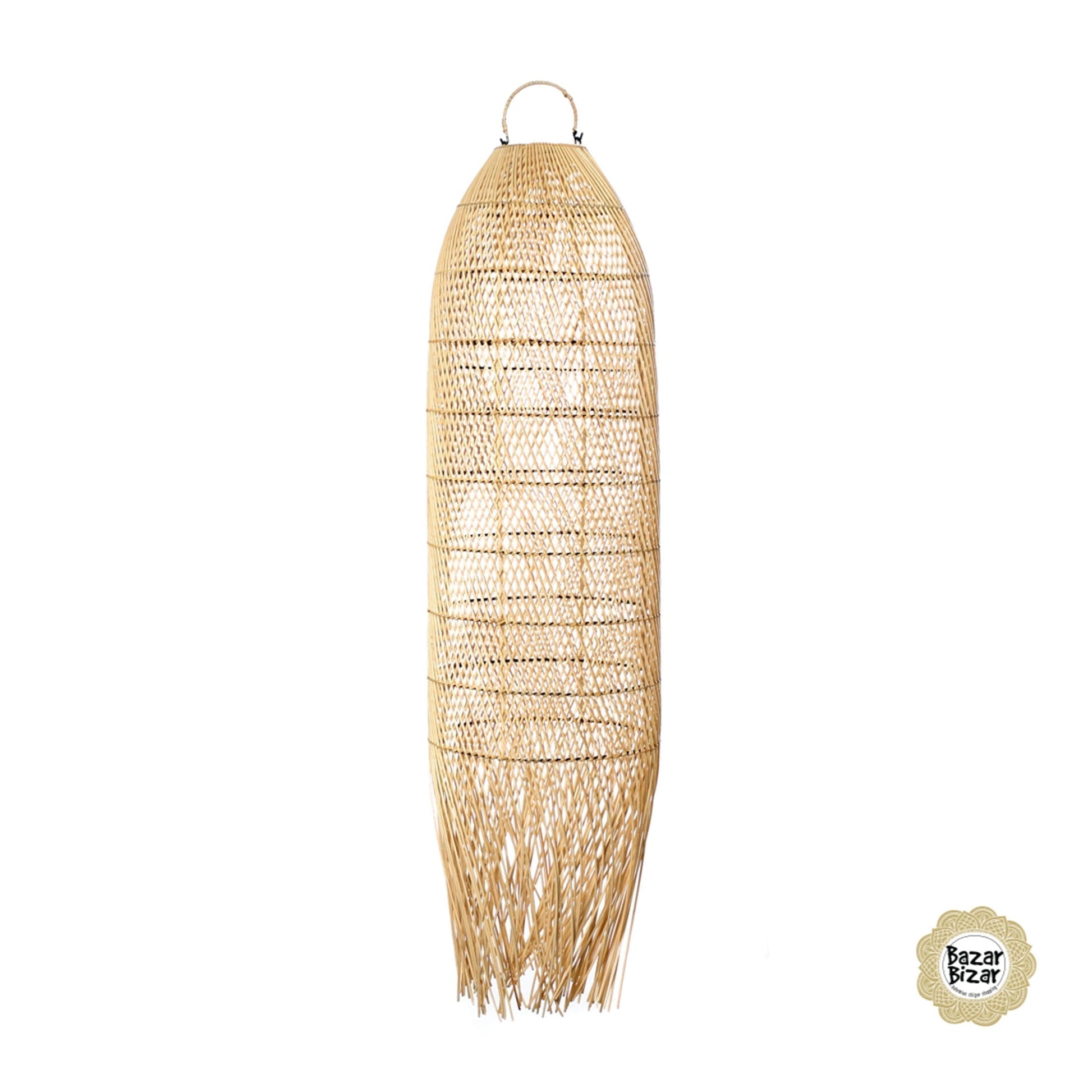 Rattan Lampenschirm Hängelampe aus Alang Boho Lampe Bazar Bizar | Soulbirdee Lampenshop, The Squid Pendant L - Natural