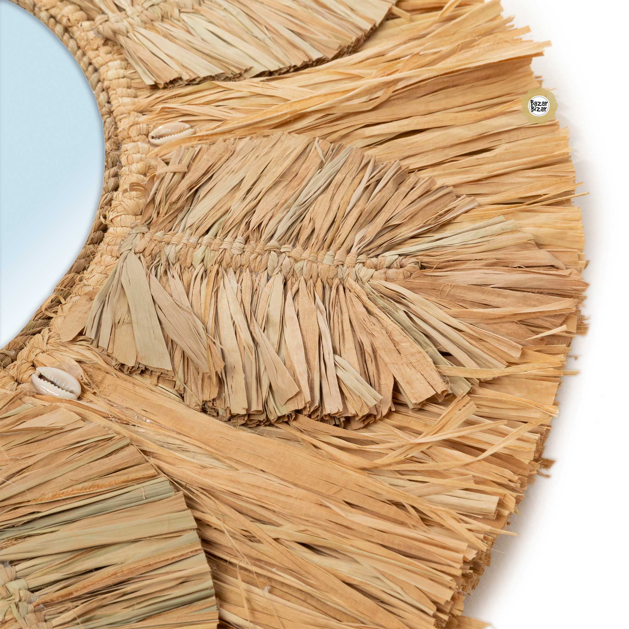 Spiegel Palm Tree | Bazar Bizar. Runder Wandspiegel aus Palmblatt, 60cm Durchmesser | Soulbirdee Shop