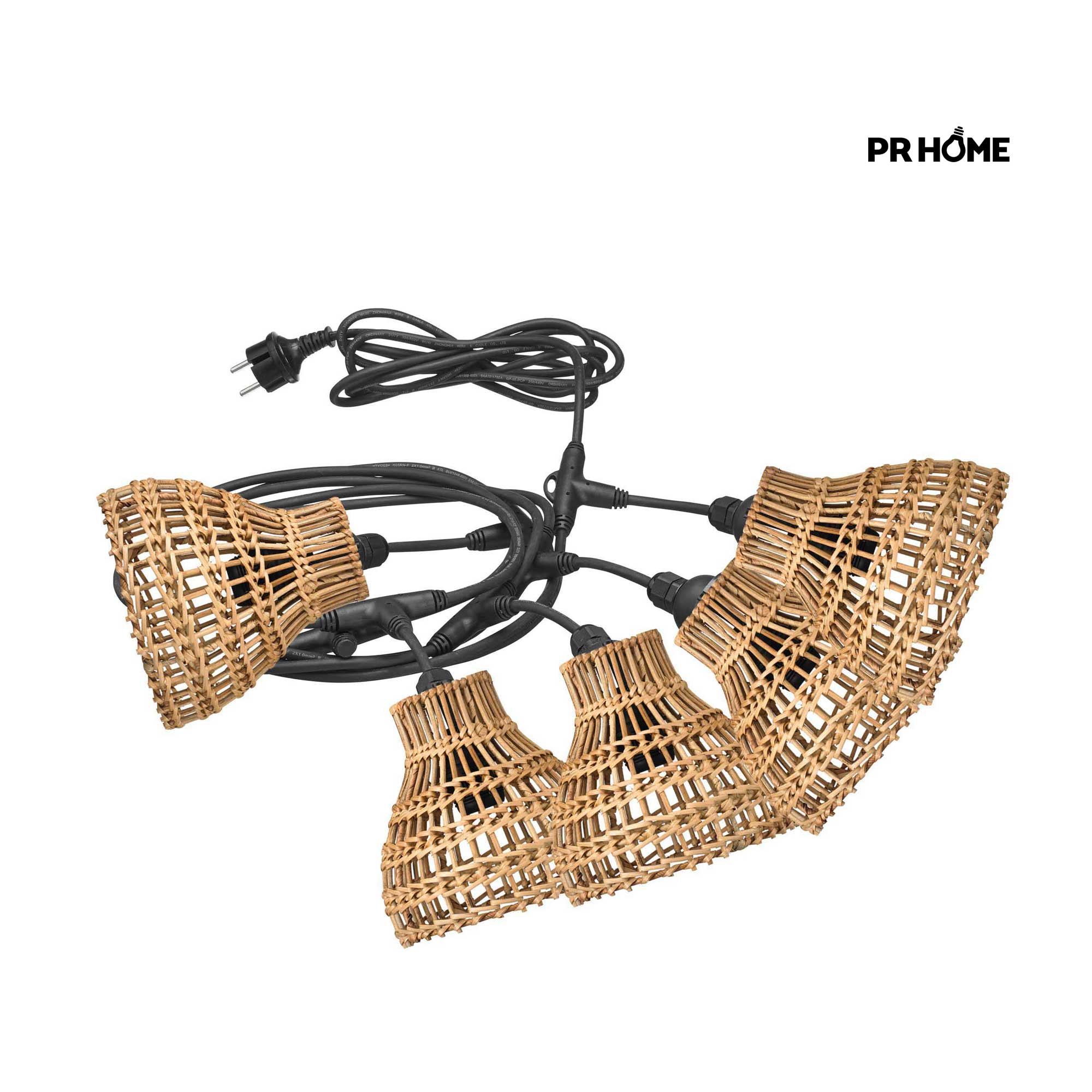 Outdoor Lichtkette 5 braune Lampenschirme Gummi Beleuchtung für Draußen & Garten mit 5 Lampen Soulbirdee Onlineshop Prhome