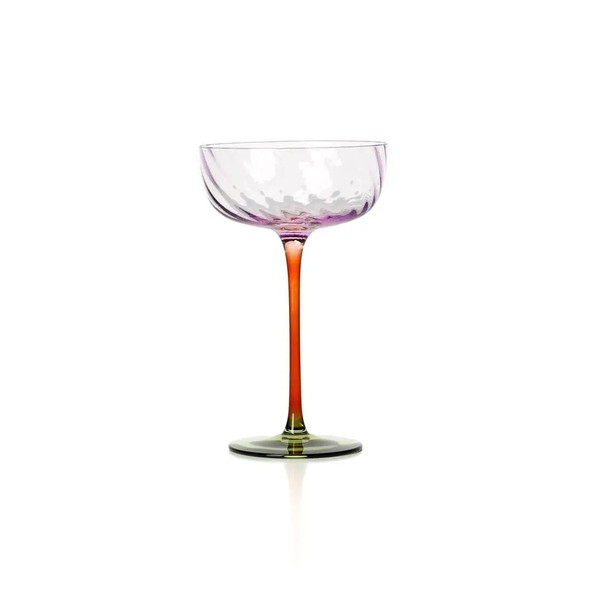 Handgefertigte Champagnergläser 6er Set farbiges Glas Detail Stiel